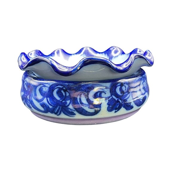 Vestal Alcobaca Portugal Two (2) Tier Trinket Dish #520 Hand Painted Signed - Picture 4 of 12